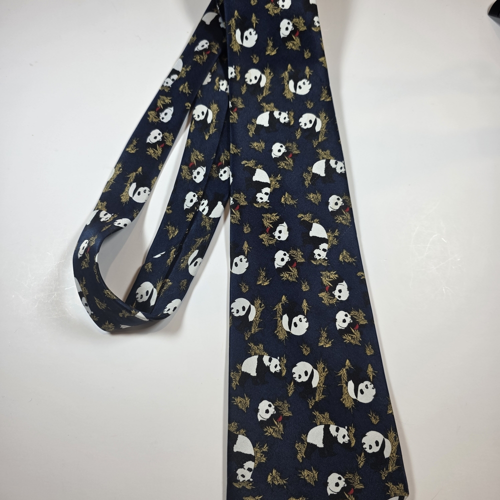 Navy Panda Pattern Tie Rene Chagal - Picture 5 of 7